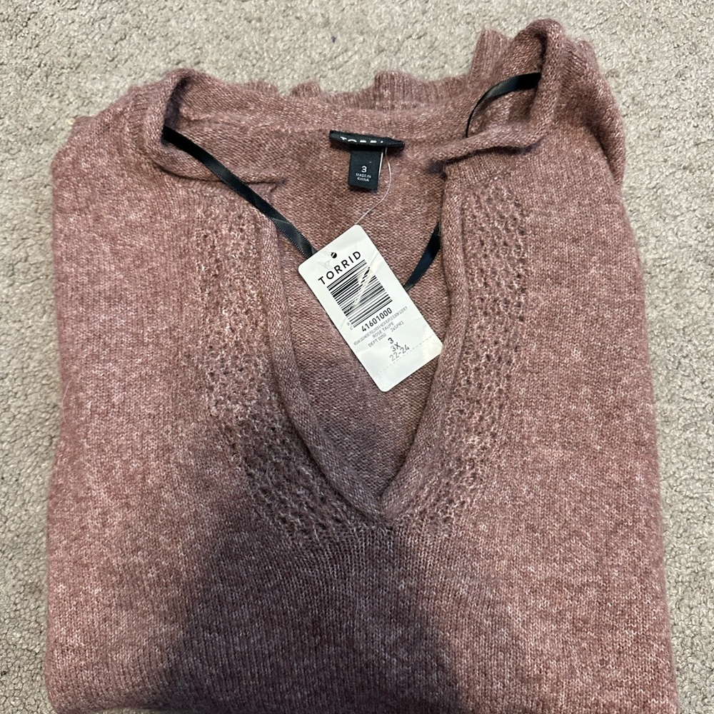 Torrid Women's V-Neck Sweater in Warm Brown